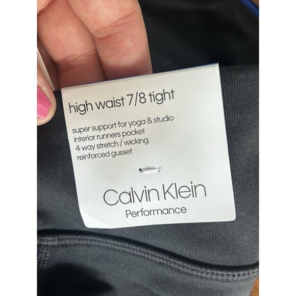 Calvin Klein Performance Women's High-Waisted 7/8 Tights Blue & Black NWT Sz XL - Picture 8 of 10
